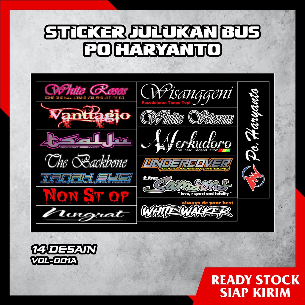 Jual Stiker Julukan Bus Po Haryanto V001a Sticker Bismania