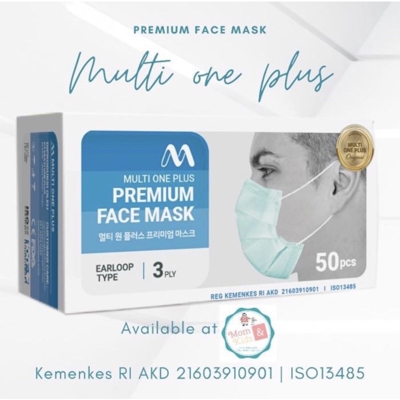 Jual Masker Medis Earloop Multi One Plus 3 Ply 50 Pcs | Shopee Indonesia