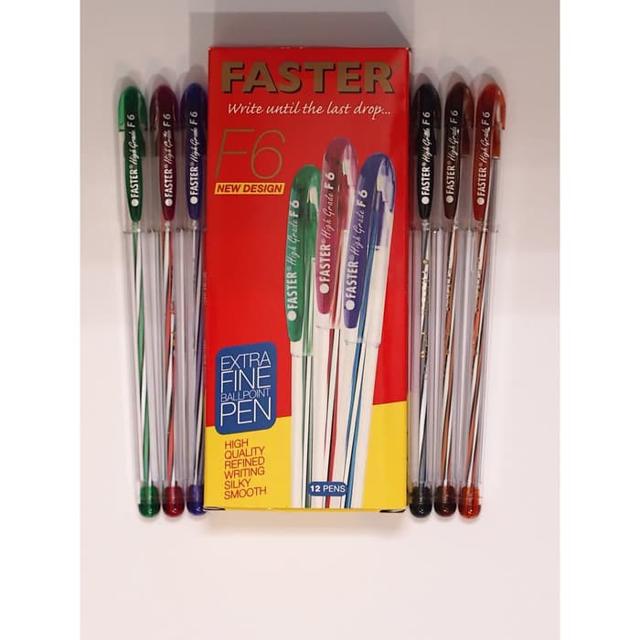 Jual Faster Ballpoint/ Pulpen F6, 0.7mm isi 12 pcs- Black | Shopee ...