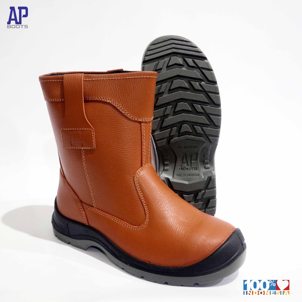 Jual AP 2020 BROWN SAFETY LEATHER 43 - BOOT SEPATU SAFETY - AP BOOTS ...