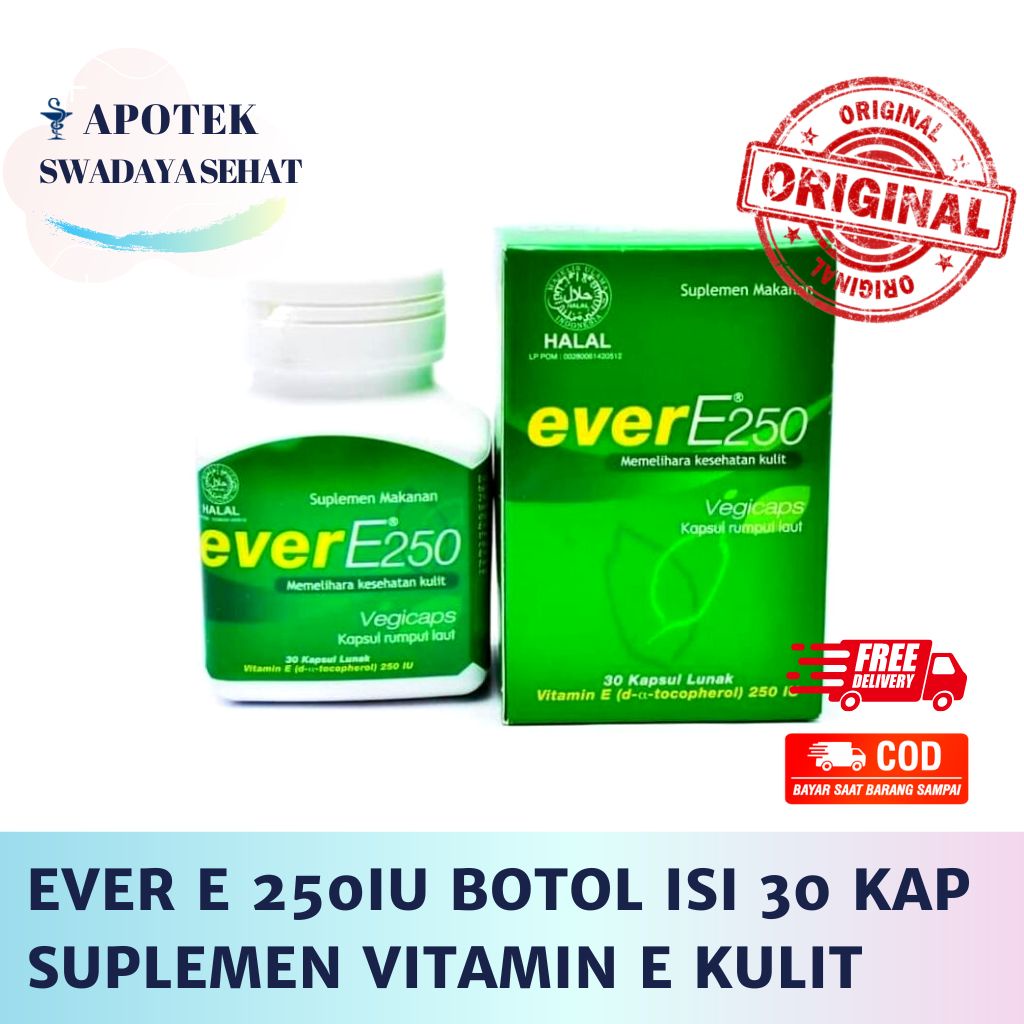 Jual Ever E250 Isi 30 Kapsul Lunak Vitamin E 250 Iu Suplemen Kulit Cantik Evere Ever E 0925