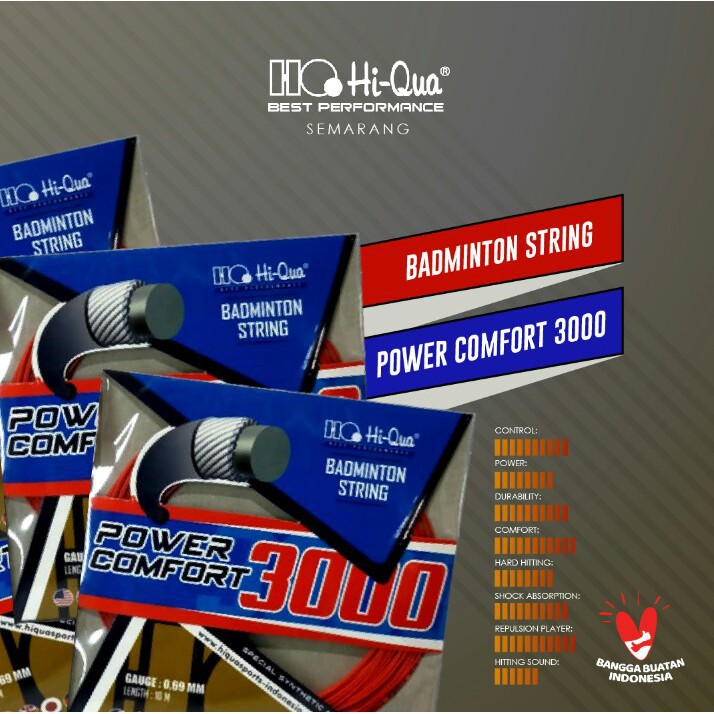 Jual Senar Raket Badminton/ Tali Raket Hi-Qua Power Comfort 3000 ...