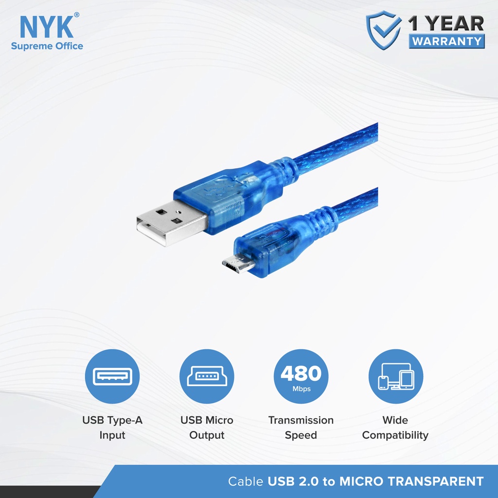 NYK Kabel Micro USB Charging 2.0 Transparent COD (2)