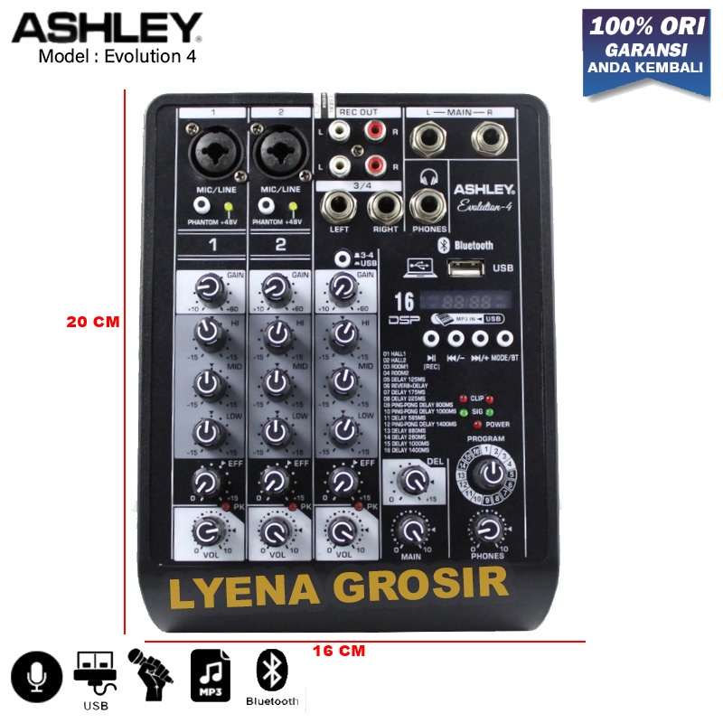 Jual Mixer Audio Ashley Evolution 4 Original Bluetooth -USB 4 Channel ...