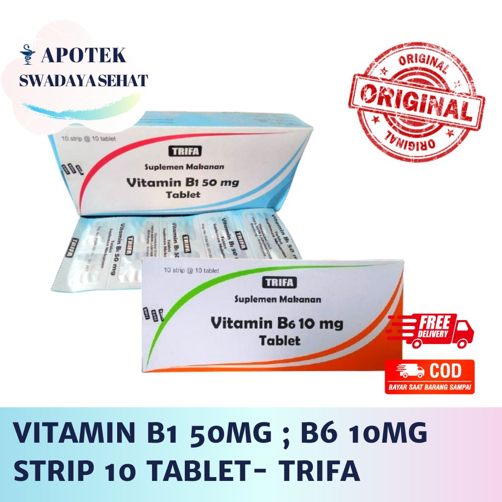 Jual VITAMIN B1 50MG Strip - B6 10MG TRIFA 10 Tablet Vitamin B Saraf ...