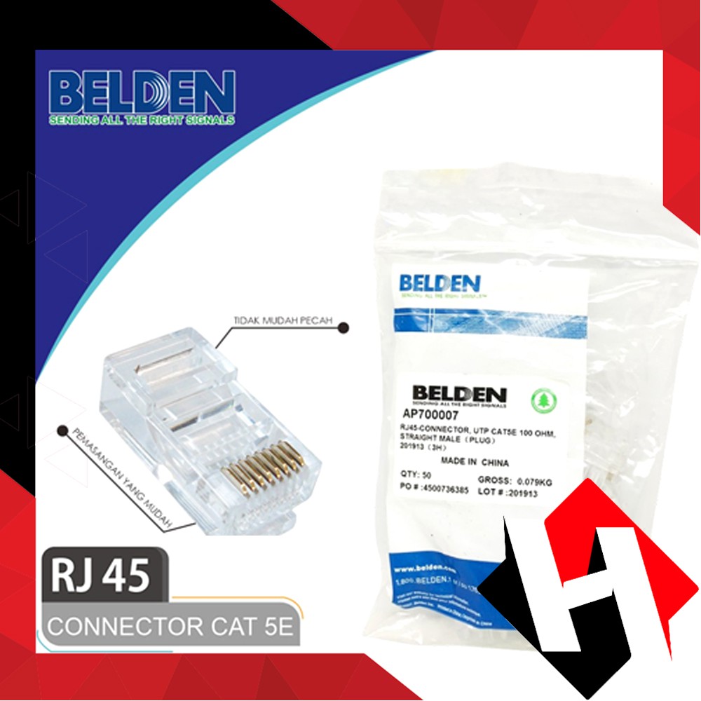 Jual Konektor RJ45 Cat 5E Belden / Connector RJ45 Cat 5E Belden ...