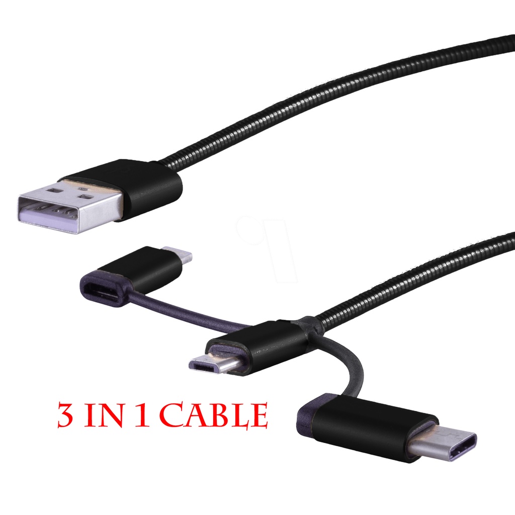 Jual Cable 3 in 1 Lighting Micro USB Type C Kabel Charger Data Shopee Indonesia