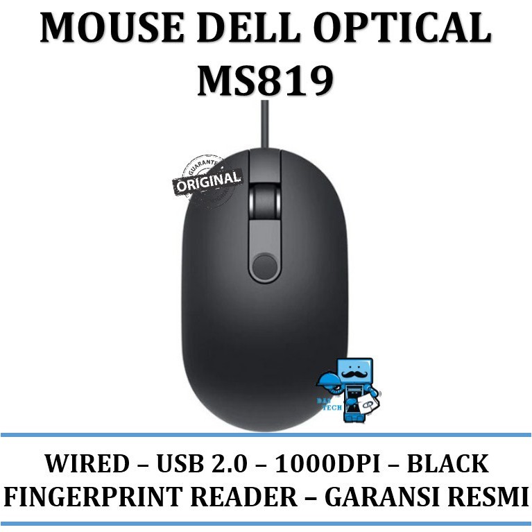 Jual Mouse Dell Optical Wired Mouse MS819 / MS-819 - Black | Shopee ...