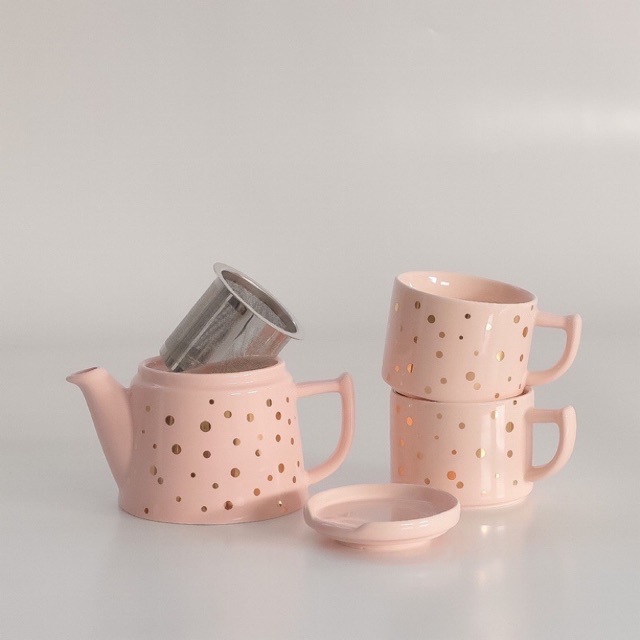 Jual TEA POT KERAMIK SET ROSE GOLD Shopee Indonesia