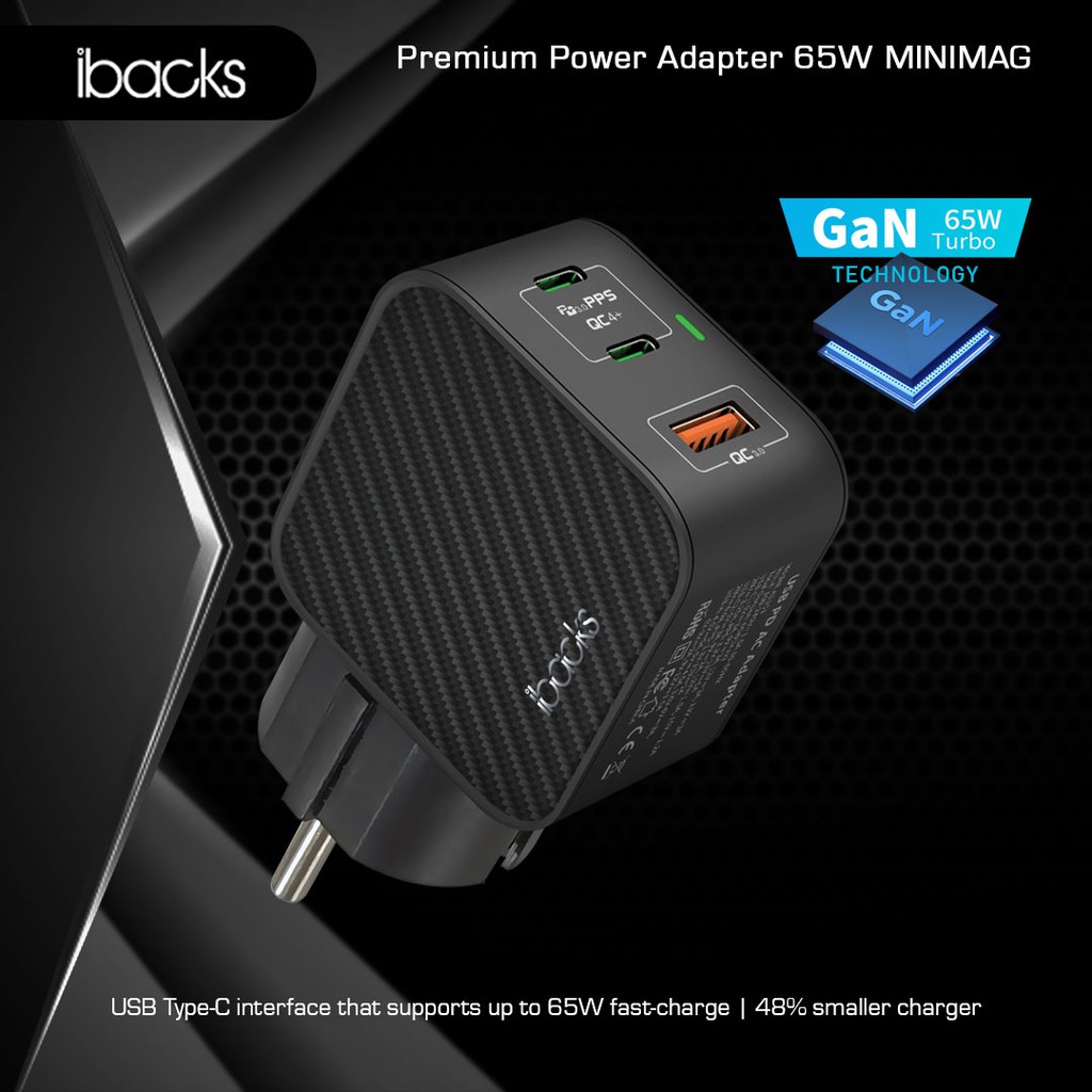 Jual Ibacks miniMAG 65 Watt GAN Charger Adaptor - Carbon | Shopee Indonesia