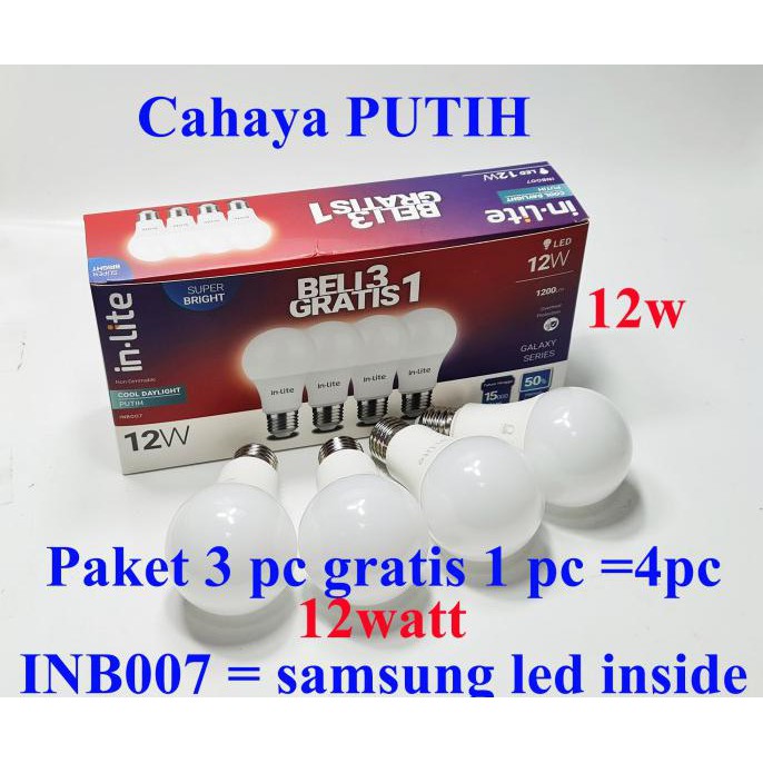 Jual Banting Harga Paket 12w 3pc 1pc Merk In Lite 12 W Cahaya Putih