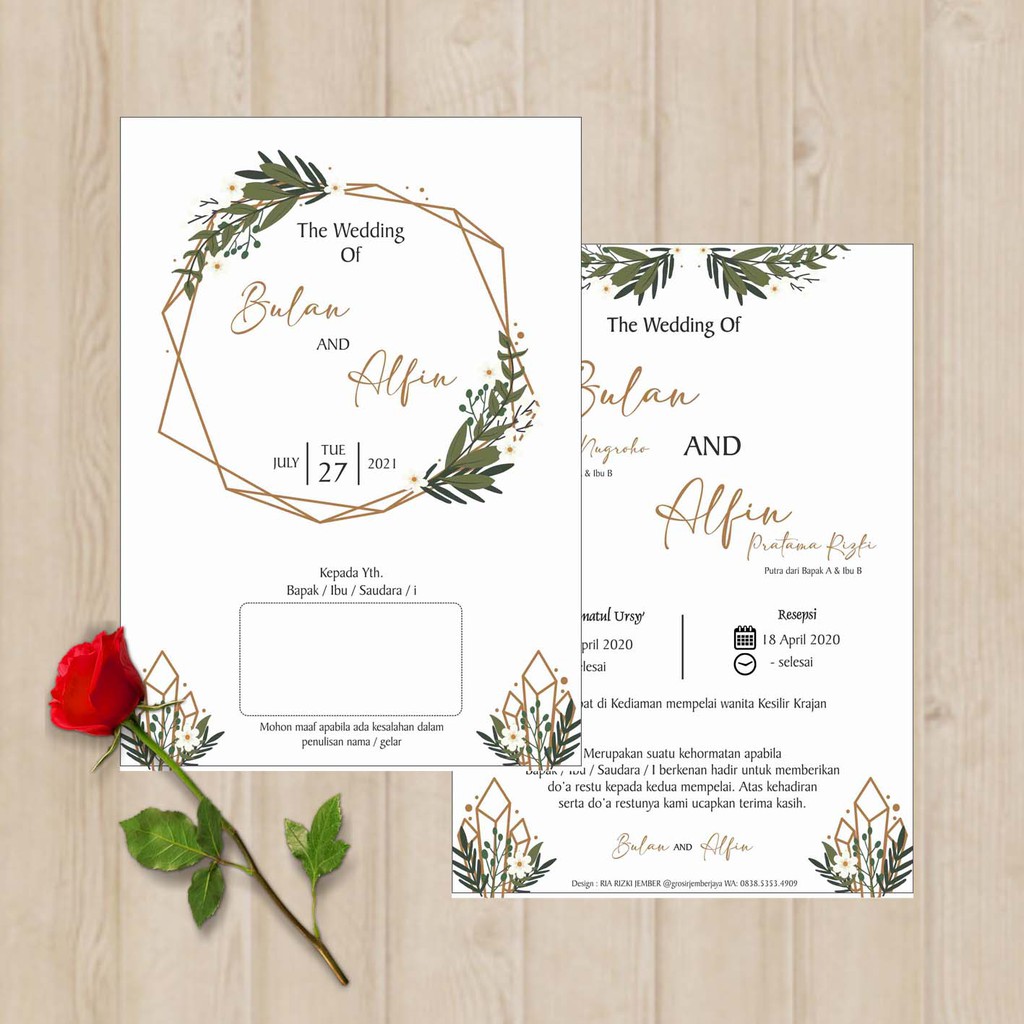Jual UNDANGAN PERNIKAHAN CUSTOM -SINGLE SOFT COVER | Shopee Indonesia