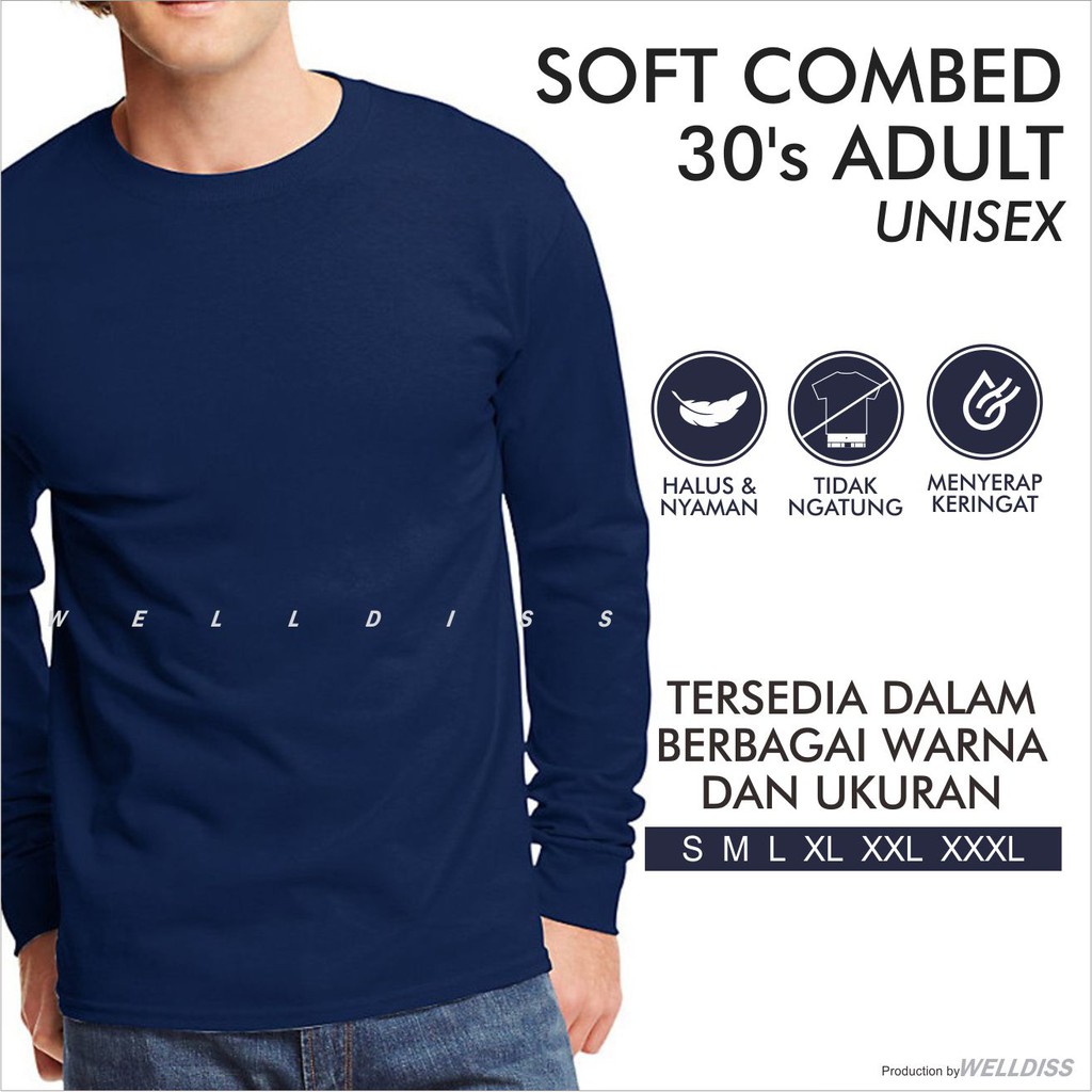 Jual Kaos Polos Soft Combed 30s Lengan Panjang Xxxl Shopee Indonesia