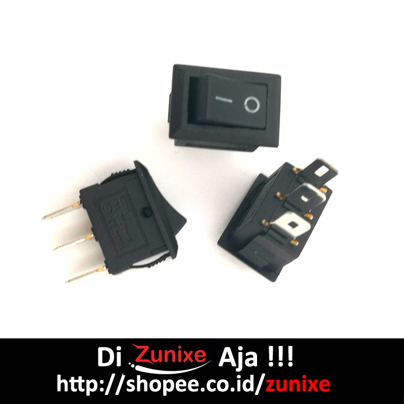 Jual ROCKER SWITCH MINI 3 PIN WARNA HITAM AC 250V 3A ON-OFF I / O SPDT ...