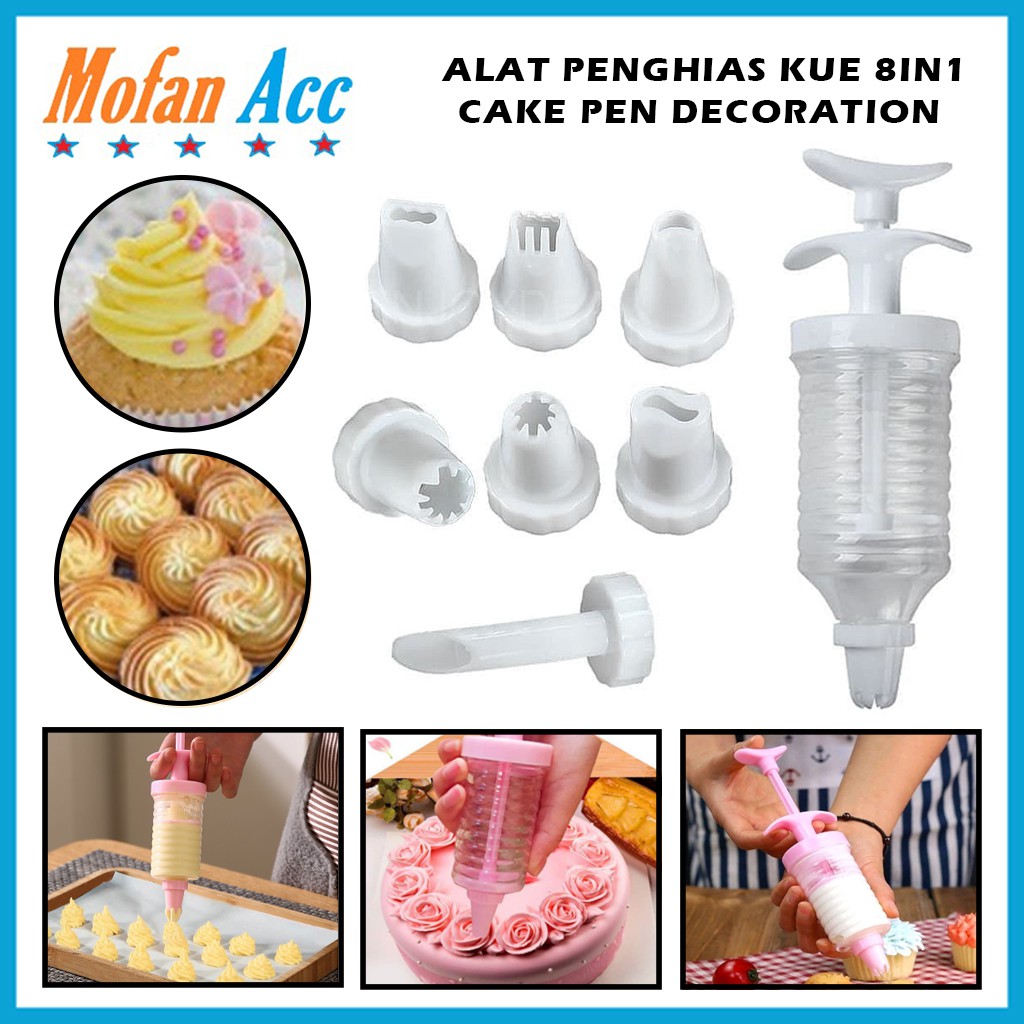 Jual Alat Penghias Kue 8in1 Cake Pen Decoration Cream Nozzles Cetakan Kue Tart Dekorasi Praktis 2505