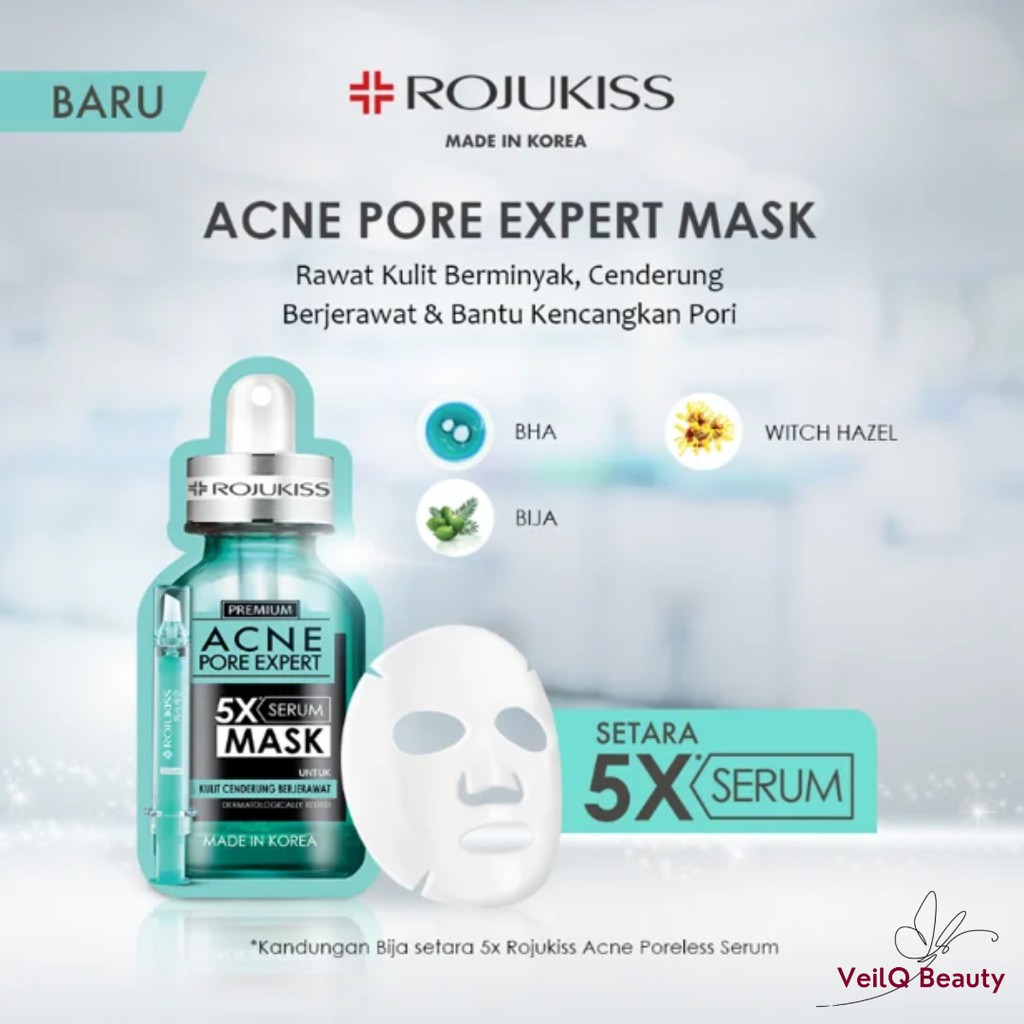 Jual Rojukiss Pore Expert 5X Serum Sheet Mask 25mL Acne Gluta Hya White ...
