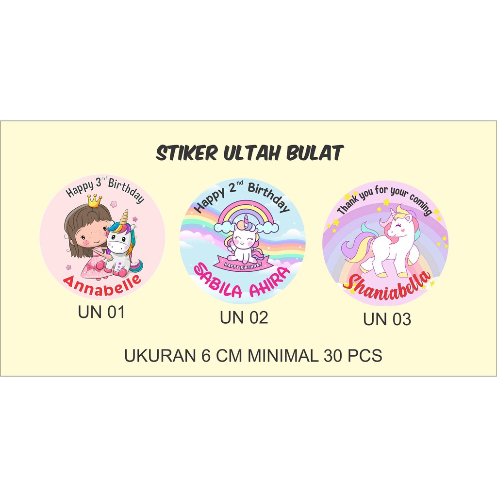 Jual STIKER ULTAH BULAT MOTIF UNICORN | Shopee Indonesia