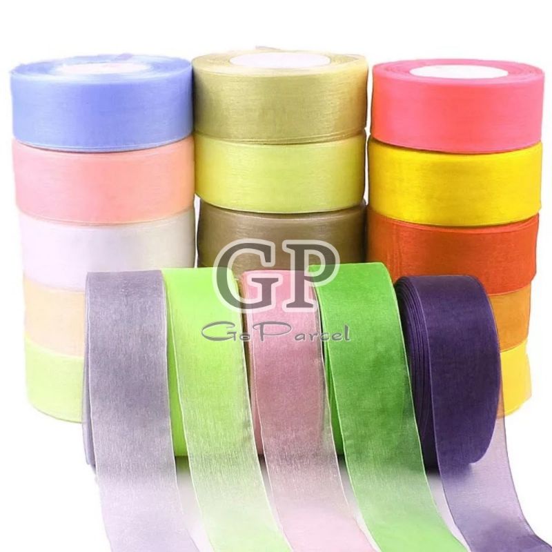 Jual ( Rol 20 Yard ) ORGANZA RIBBON 40MM 1.5 IN ( 4 CM ) PITA ORGANDY ...