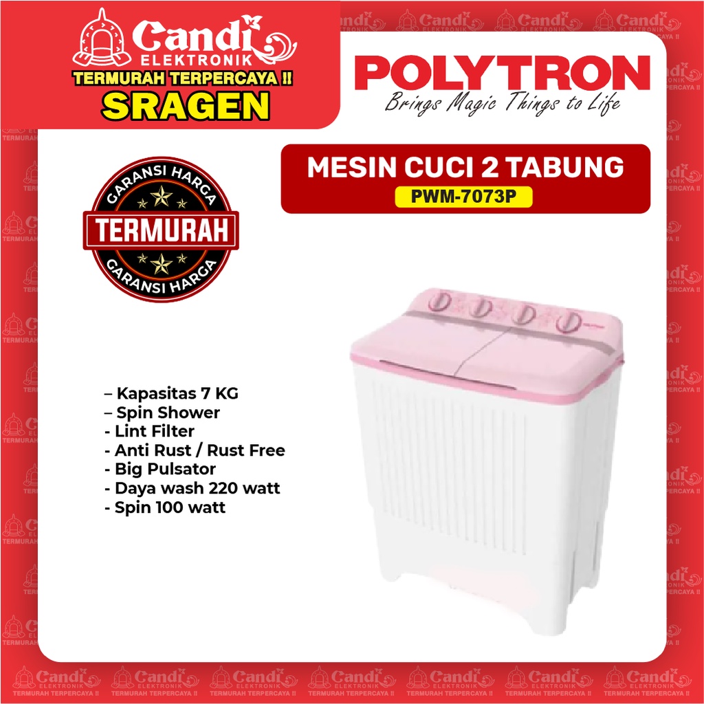 Jual POLYTRON Mesin Cuci 2 Tabung 7kg - Pwm - 7073P | Shopee Indonesia