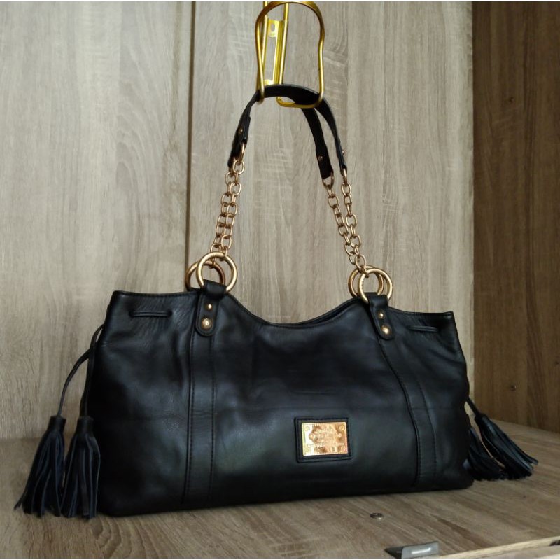 Tas DOUBLE M MILANO Authentic Preloved Original Second Kulit Asli pesta Soulder Tote bag