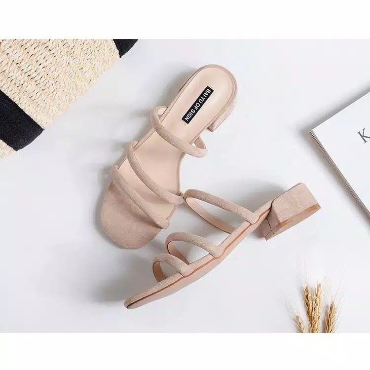 Jual GS28 Sepatu wanita hak 3cm ban tiga | Shopee Indonesia