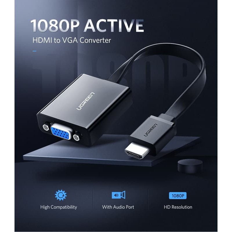 Jual Ugreen 40248 Converter HDMI to VGA with Audio 16cm Shopee Indonesia