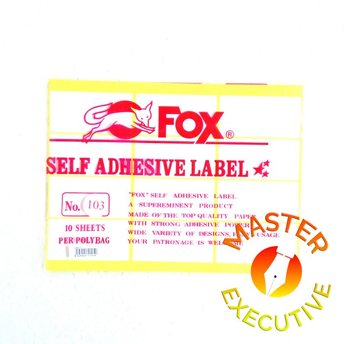 Jual [Pak - 10 lembar] Fox Label Stiker 103 / Undangan / Nama / Self ...