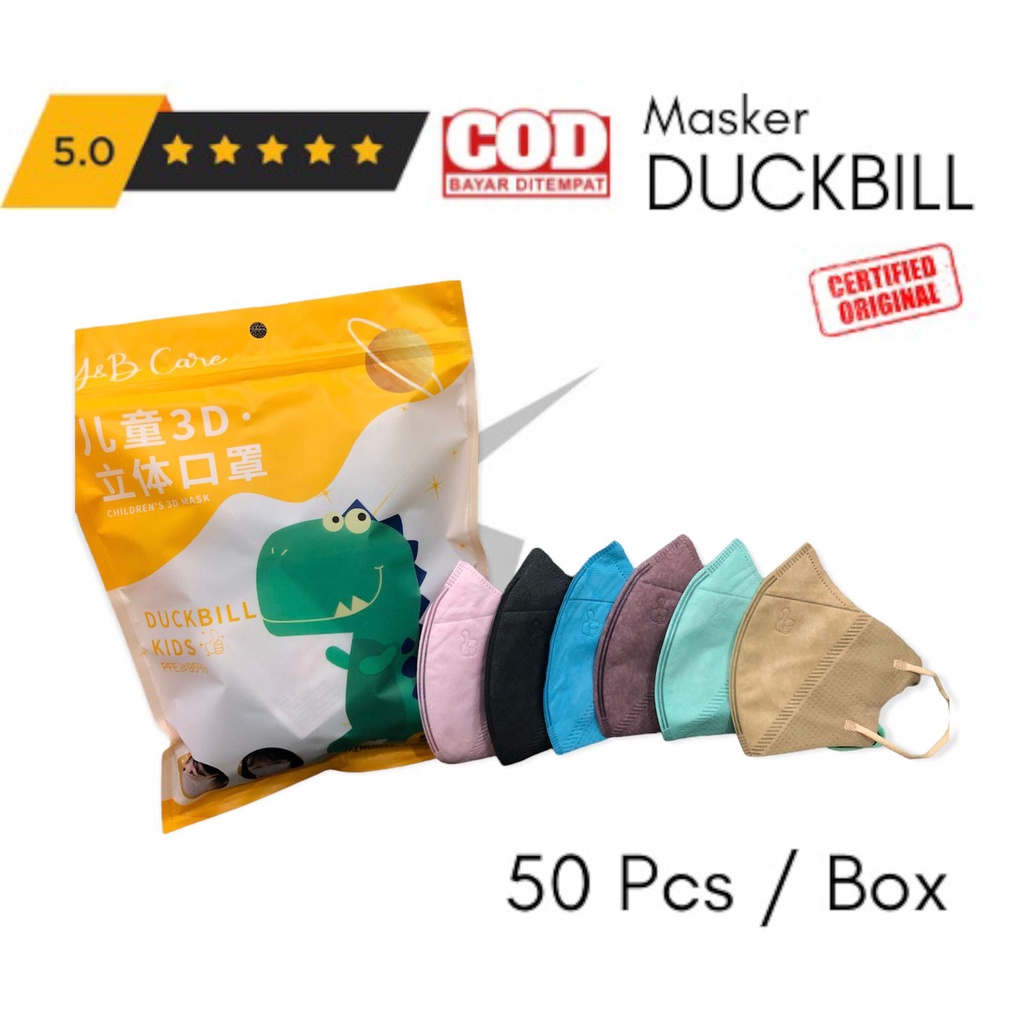 Jual Isi 50 Pcs Masker DUCKBILL Anak Y&B CARE Mask Duck Bill Kids Garis ...