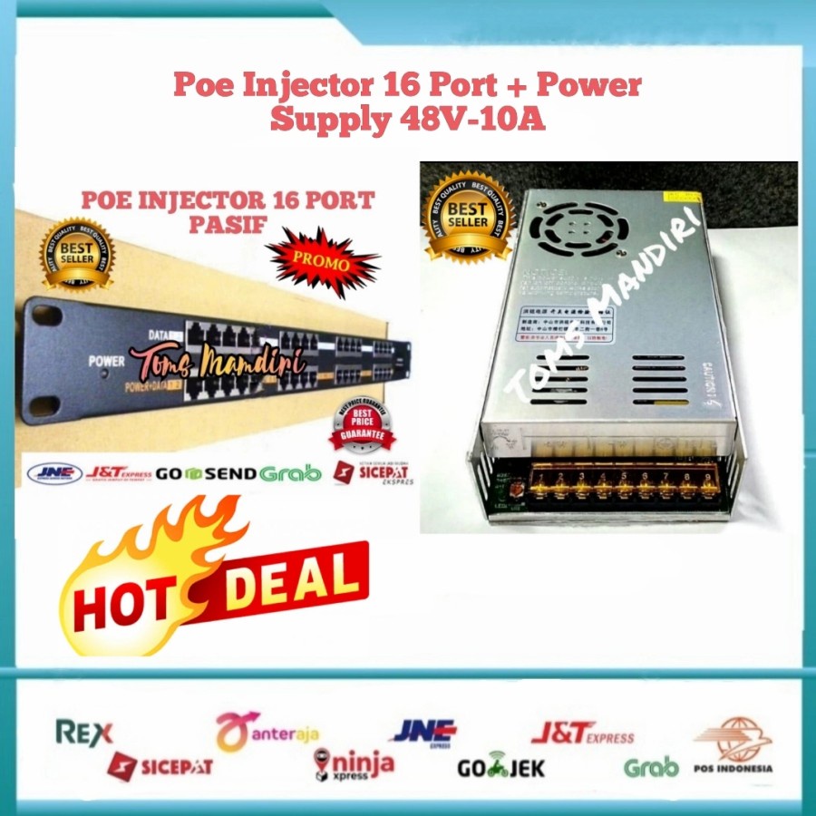 Jual Paket POE Injector 16 Port+Power Suplay 48V-10A | Shopee Indonesia