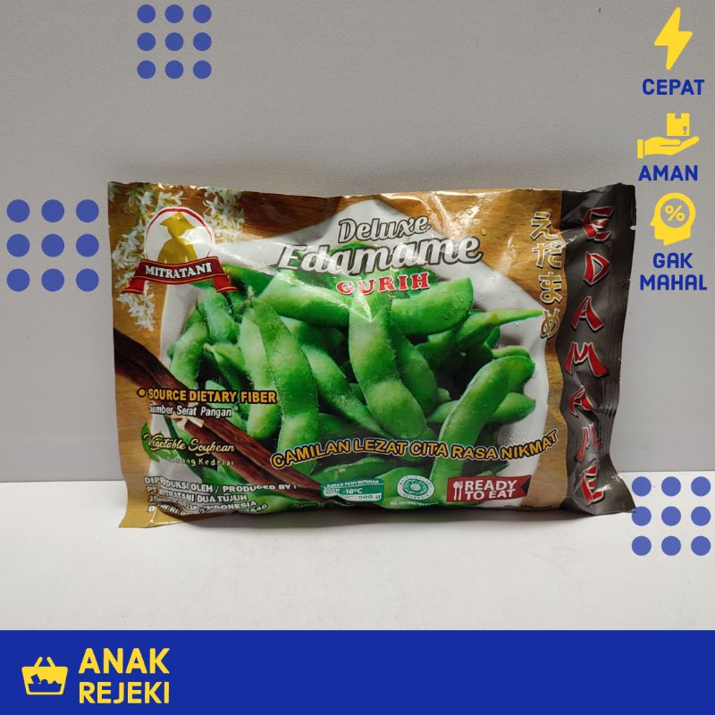 Jual Edamame Deluxe Gurih Salted 500gr Cemilan Kacang Kedelai Asin