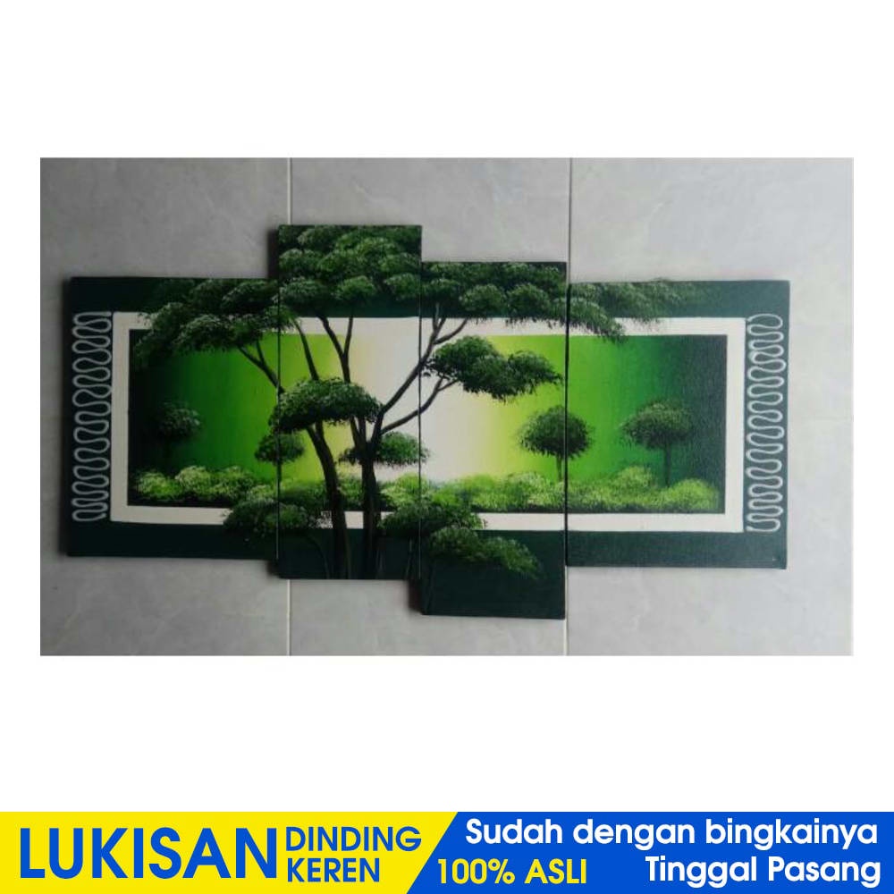 Jual Lukisan Panel Pemandangan Dan Pohon Hijau Woodoo Hiasan Dinding