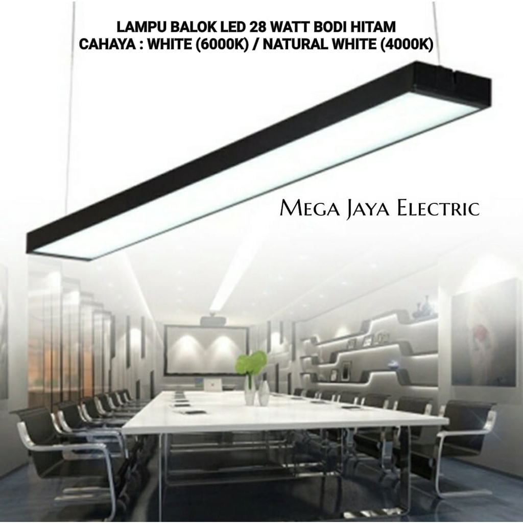 Jual LAMPU BALOK LED 28W BODI HITAM / LAMPU KANTOR OFFICE PLAFON
