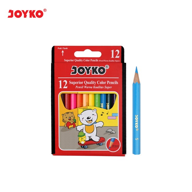 Jual PENSIL WARNA JOYKO PENDEK CPS-12 (12 WARNA PENDEK) | Shopee Indonesia