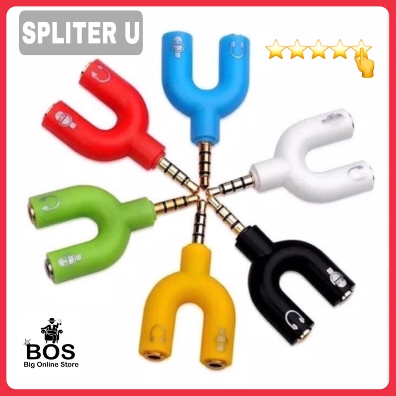 Jual BOS - Spliter U | Audio Splitter Jack 3.5mm to dual female U Shape ...