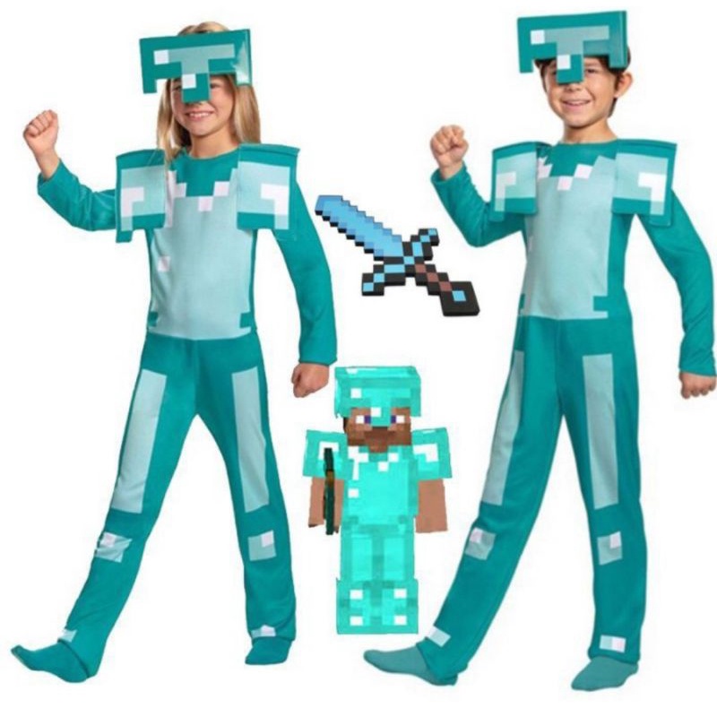 Jual Minecraft Diamond Armor Costume / Boys Armor Costume | Shopee ...