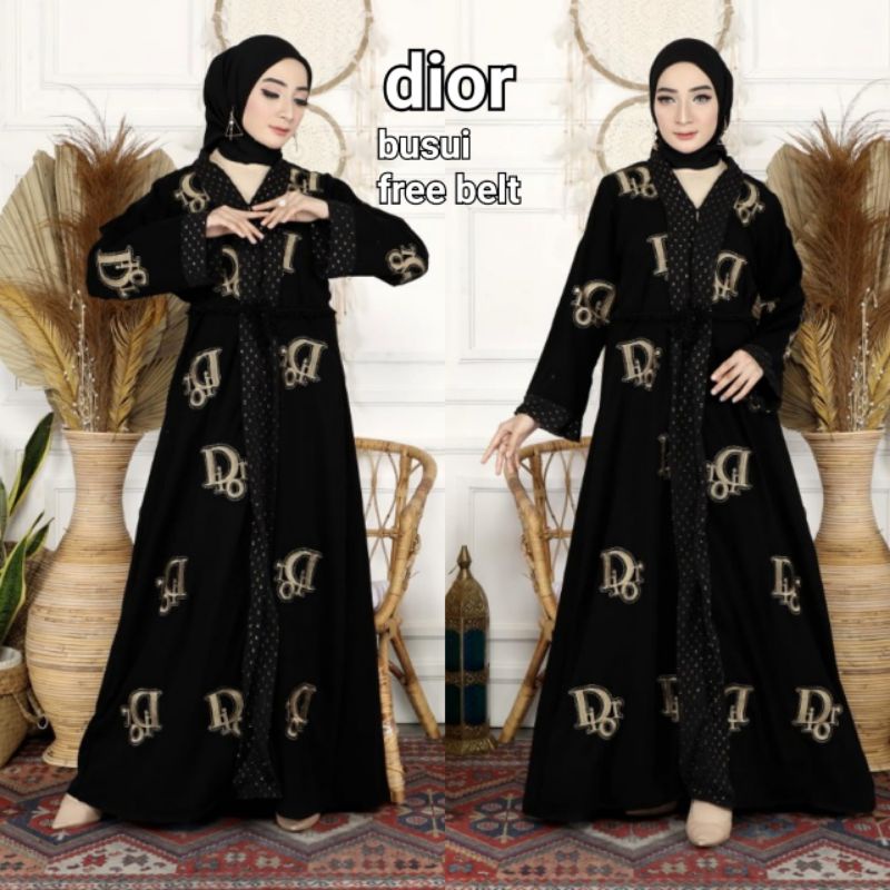 Abaya Turkey Hitam Gamis Dress Arab Saudi Bordir Turki Dubai Dior