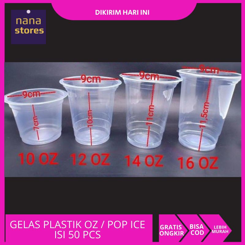 Jual Gelas Plastik Cup Pop Ice Buble Gelas Plastik Bening Ukuran 10oz 12oz 14oz 16 0z Tanpa 0423