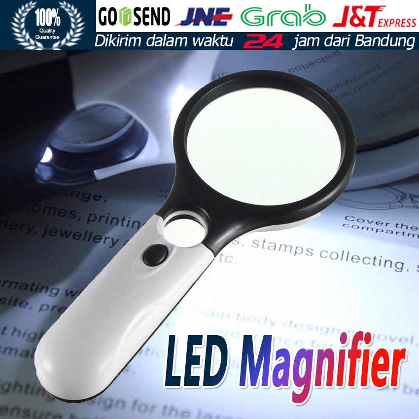 Jual 2in1 Magnifier Gelas Kaca Pembesar Dengan Lampu 3 LED Loop ...