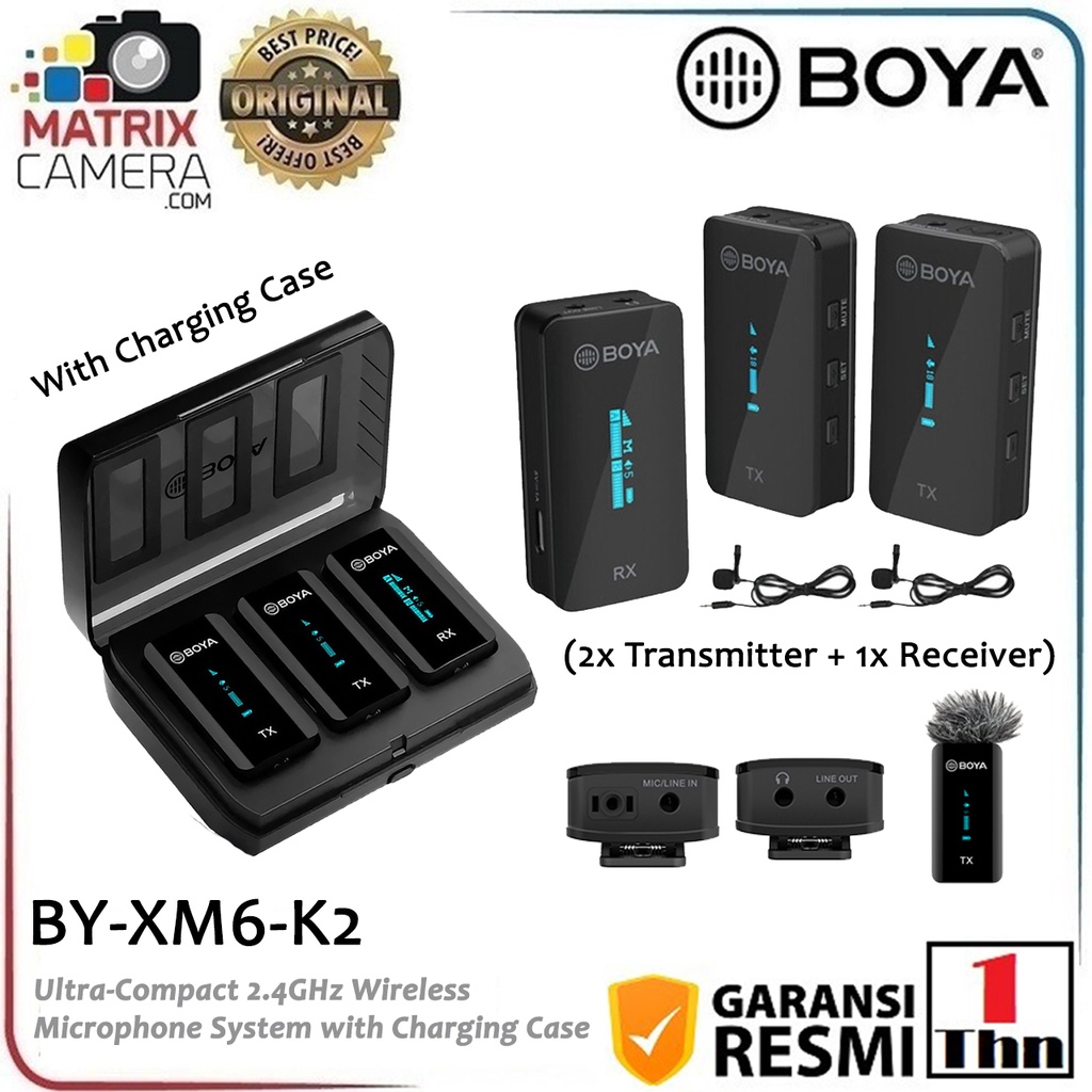 Jual Boya BY-XM6-K2 2.4GHz Wireless Microphone System with Charging ...