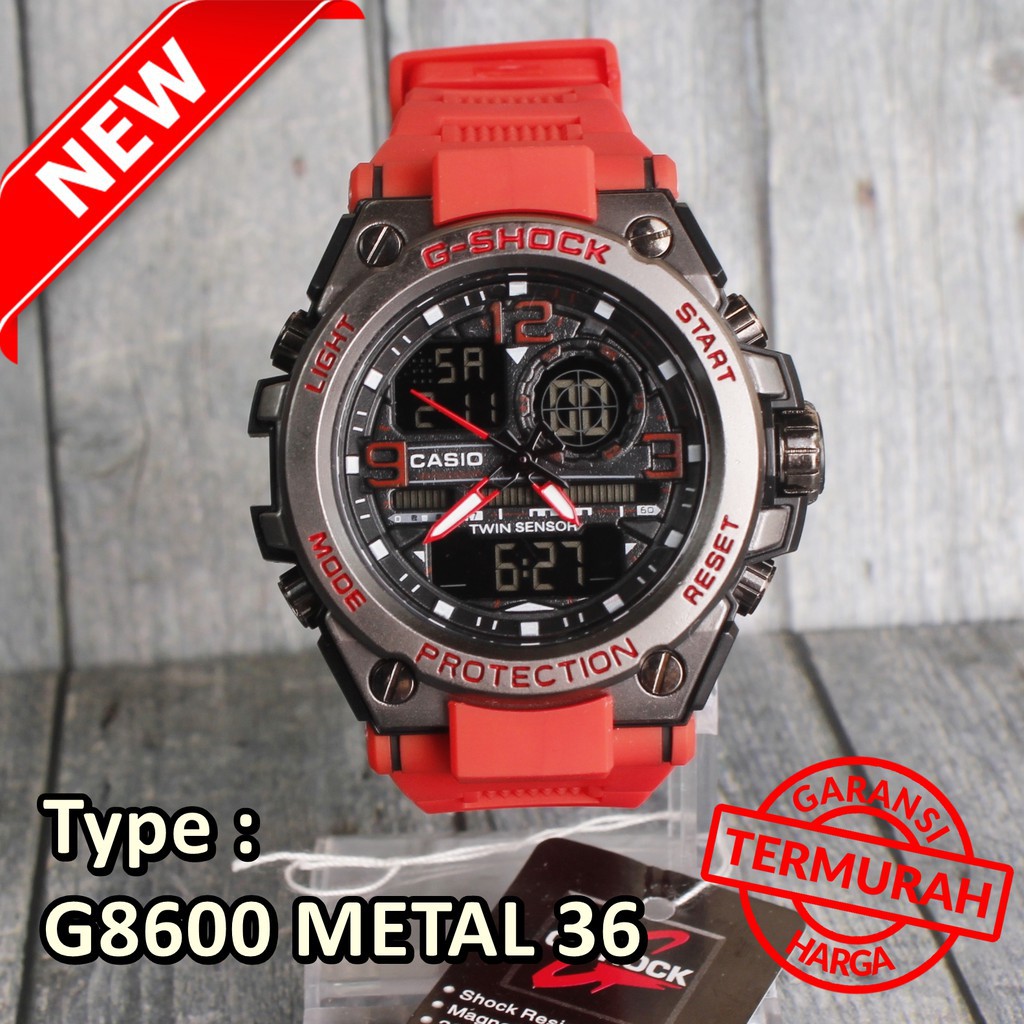 Jual PRODUK TERLARIS Casio G Shock G8600 Metal Besi Tali merah Jam tangan digital led outdoor Shopee Indonesia