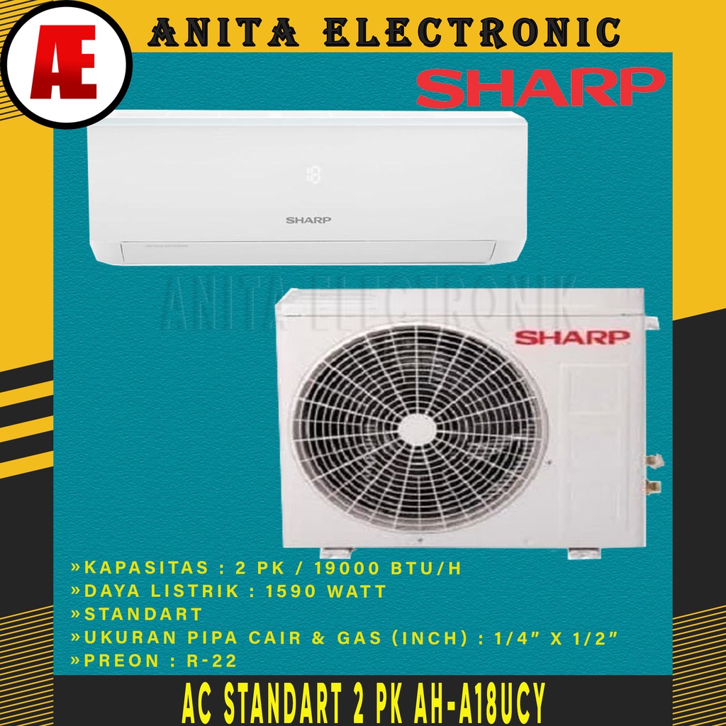 Jual AC SHARP 2 PK STANDART Turbo Cool Series AH-A18UCY | Shopee Indonesia