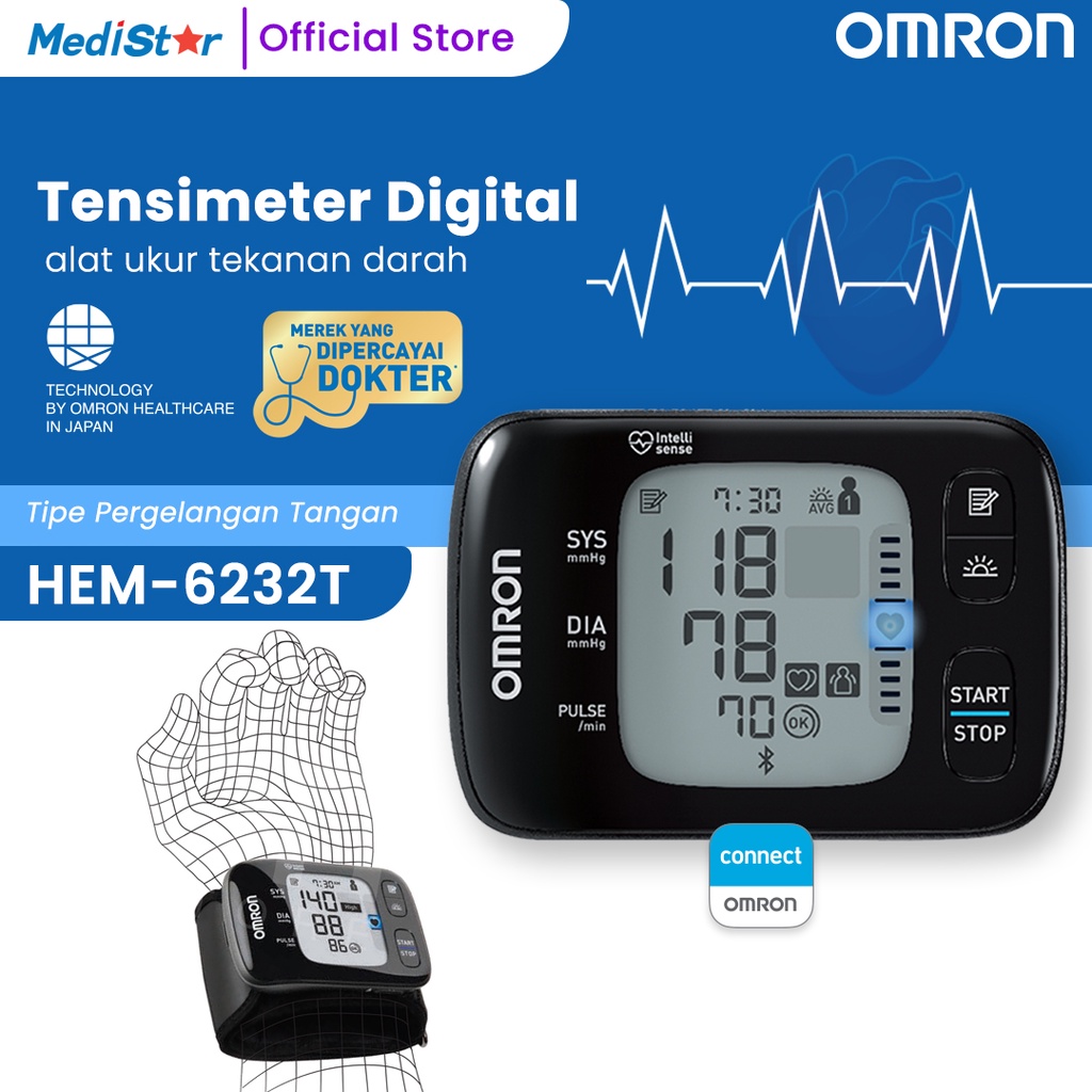 Jual OMRON - Tensimeter Wrist Blood Pressure Monitor HEM-6232T | Shopee ...