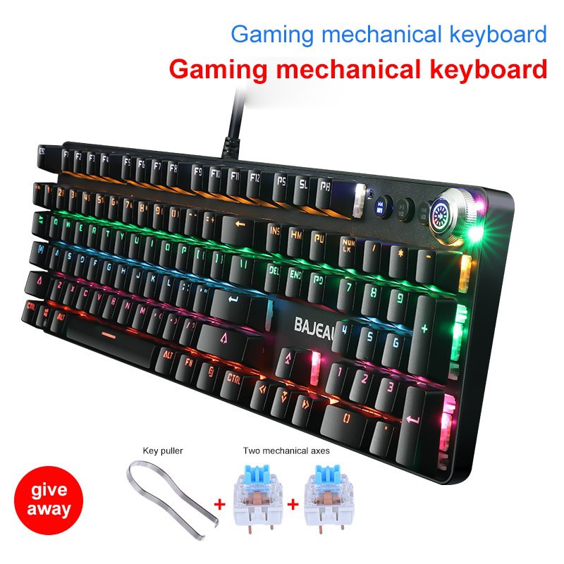 Jual 2021 USB Wired Blue Switch Gaming Mechanical Keyboard For Windows ...