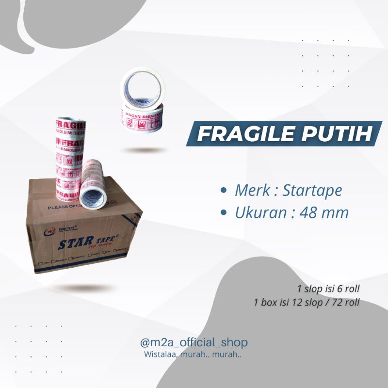 Jual Lakban Fragile Startape | Packing | Merah | Putih | Shopee Indonesia
