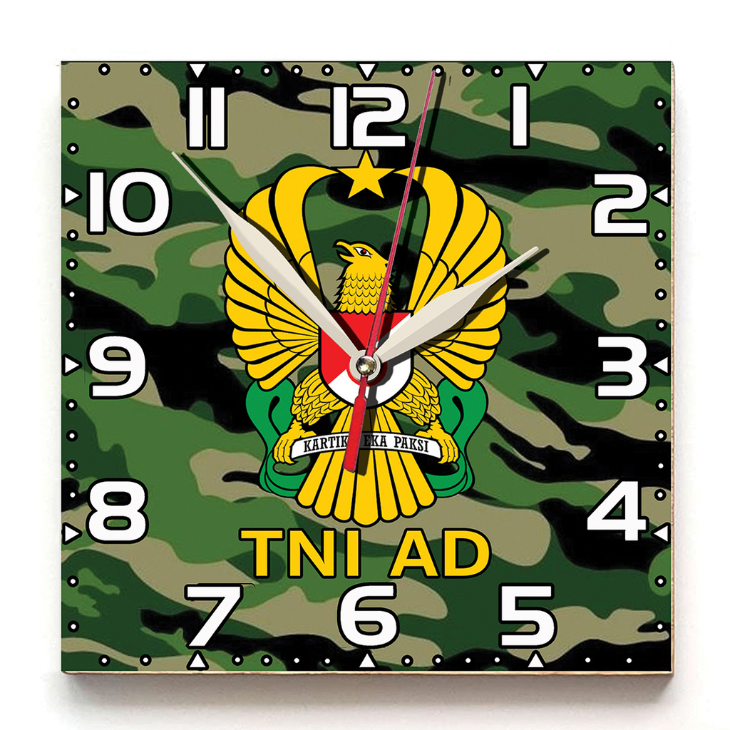 Jual Jam Dinding Unik Karakter Tni Loreng Tni Ad Kayu 30x30