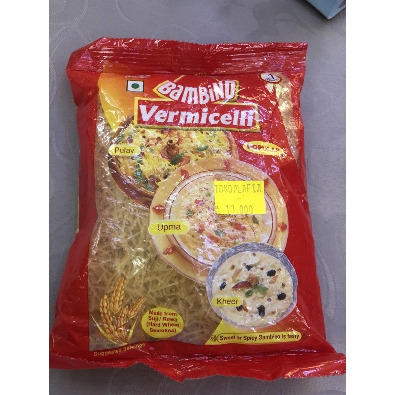Jual Vermicelli merk Bambino, made from Suji / Rawa (Hard wheat ...