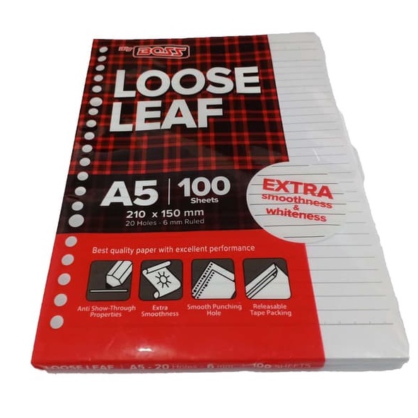 Jual Big Boss Loose Leaf Garis A Lembar Kertas Binder Refil Isi Binder A Satuan Shopee