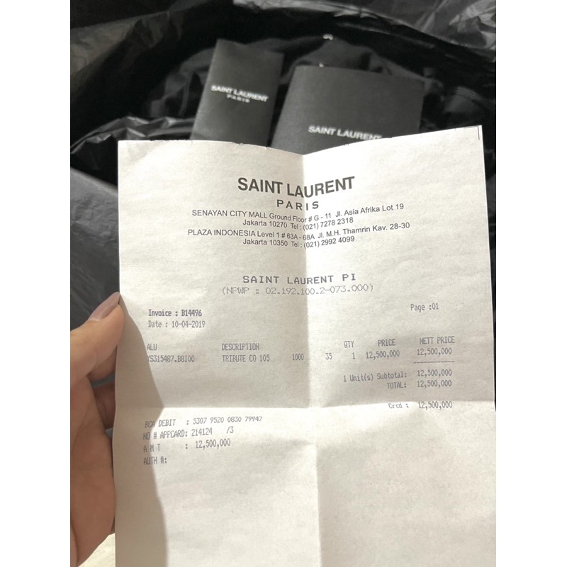 Ysl receipt sales