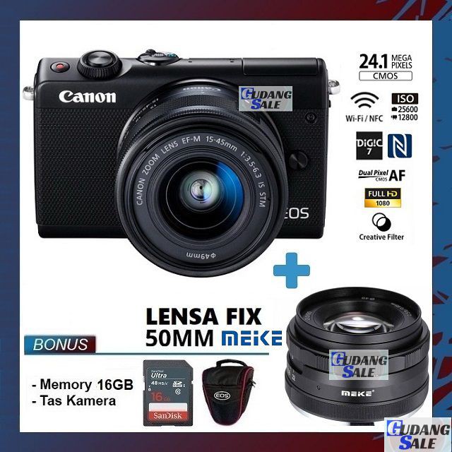 Jual [NEW] KAMERA CANON EOS M100 LENSA KIT 15-45mm FIX 50mm