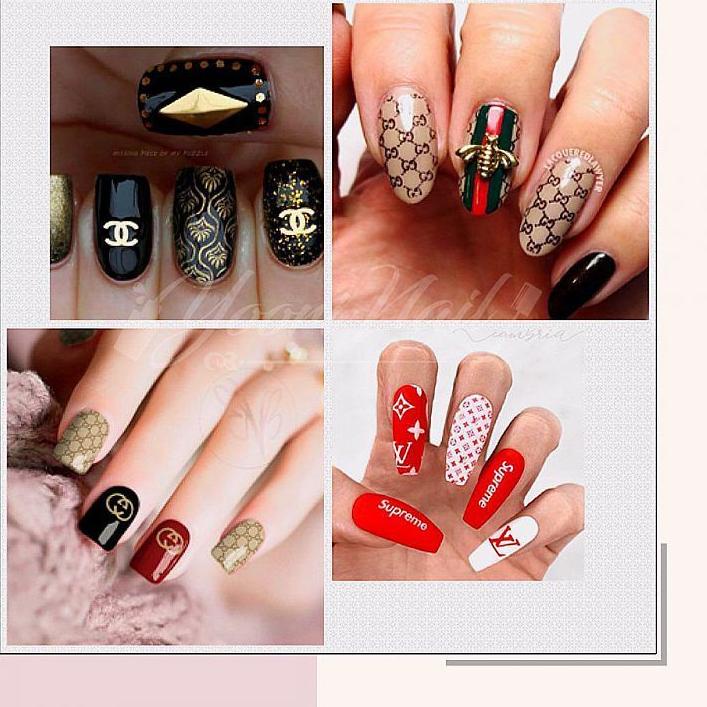 Louis Vuitton Brand Nails Art Design - Logo Stickers and Stamping Plates  #acrylicnails #acrylicnailsdesign…